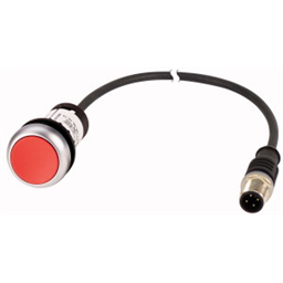 купить 185702 Eaton Pushbutton, classic, flat, maintained, 1 N/C, red, cable (black) with m8 plug, 4 pole, 0.2 m