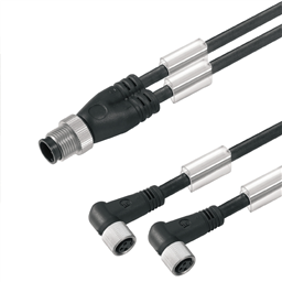 купить 1964300500 Weidmueller Sensor-actuator adaptor cable (assembled) / Sensor-actuator adaptor cable (assembled), Connecting line, M12 / M8, 3, 5 m, Twin cabling, pin, straight, 2x socket, angled, Black