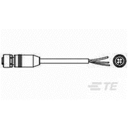 купить 2273045-2 TE Connectivity M12 Cable Assembly Single-Ended Female Straight / 3000 mm PUR Cable, 4 wire / Shielded