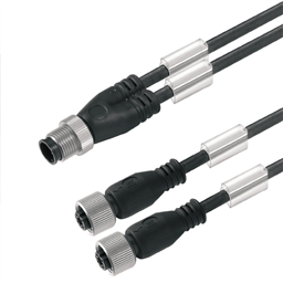 купить 9457490500 Weidmueller Sensor-actuator adaptor cable (assembled) / Sensor-actuator adaptor cable (assembled), Connecting line, M12 / M8, 3, 5 m, Twin cabling, pin, straight, 2x socket, straight, Black