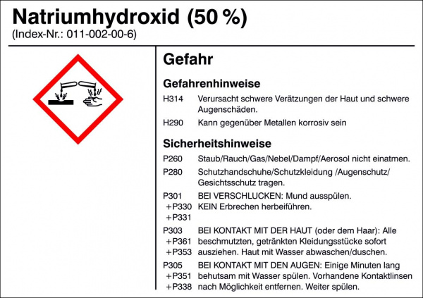 купить Gefahrstoffetikett G015 Natriumhydroxid (50%)  Fol