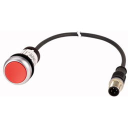 купить 185644 Eaton Pushbutton, classic, flat, maintained, 1 N/C, red, cable (black) with m8 plug, 4 pole, 0.5 m