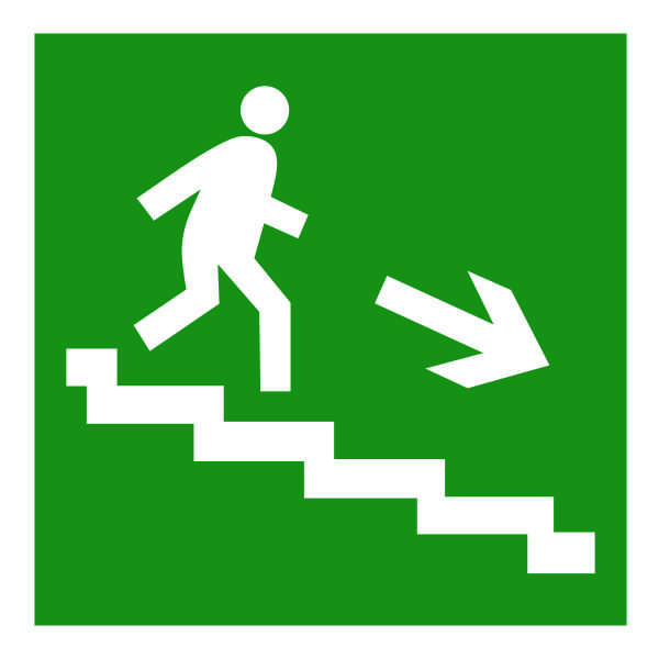 купить Знак безопасности BL-3015.E13 "Направление к эвакуац. выходу по лестнице вниз (прав.)" Белый свет a12610