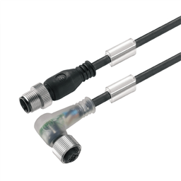 купить 1004310500 Weidmueller Sensor-actuator Cable (assembled) / Sensor-actuator Cable (assembled), Connecting line, M12 / M12, No. of poles: 4, Cable length: 5 m, pin, straight - socket, 90°