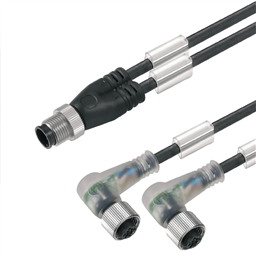 купить 1466210150 Weidmueller Sensor-actuator adaptor cable (assembled) / Sensor-actuator adaptor cable (assembled), Connecting line, M12 / M12, 3, 1.5 m, Twin cabling, Black