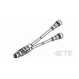 купить 1-2273107-5 TE Connectivity M12 to 2xM12 Cable Assembly Double-Ended Male Straight To Straight Female / 2000 mm PVC Cable, 4 wire / Unshielded