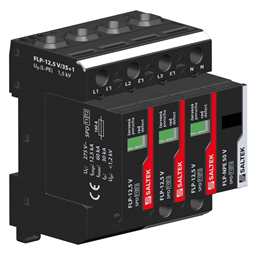 купить 8595090000000 Saltek lightning current and surge arrester for three-phase system TT, installation at the entry into building / 50 kA (10/350 µs), 100 kA (8/20 µs), remote fault signalling / T1,T2 (CSN EN 61643-11 ed.2)