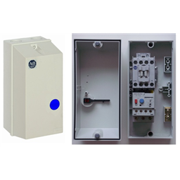 купить 109-C09KCE1D-7 Allen-Bradley IEC Enclosed Non-Reversing Non-Combination Starter / Max Ie=9A, 3-Phase / With RESET (blue) Push Button