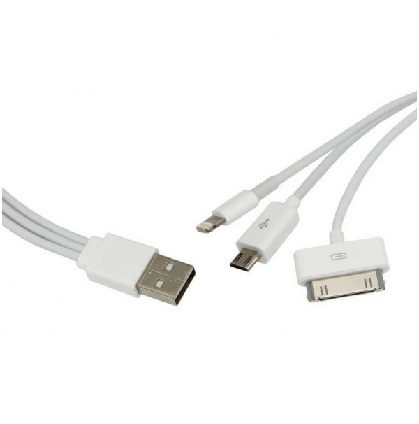 купить Кабель 3 в 1 iPhone 5/3/4/4S/ipad (micro USB на USB) Rexant 18-1126