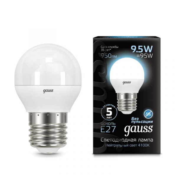 купить Лампа светодиодная Led Globe E27 9.5Вт 4100К Gauss 105102210