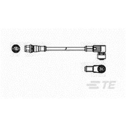 купить 1-2273116-3 TE Connectivity M12 to M12 Cable Assembly Double-Ended Male Straight To Right Angle Female / 1000 mm PVC Cable, 3 wire / Unshielded
