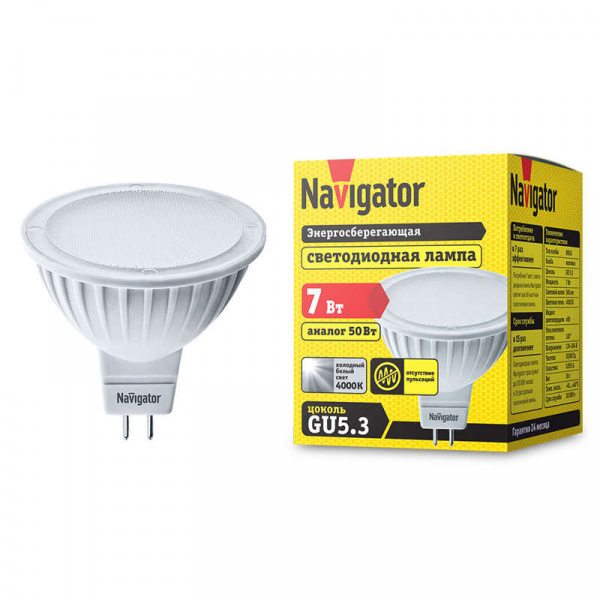 купить Лампа светодиодная 94 245 NLL-MR16-7-230-4K-GU5.3 7Вт 4000К белый GU5.3 500лм 170-260В Navigator 94245