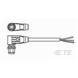 купить 2273082-4 TE Connectivity M12 Cable Assembly Single-Ended Male Right Angle / 10000 mm PUR Cable, 4 wire / Unshielded