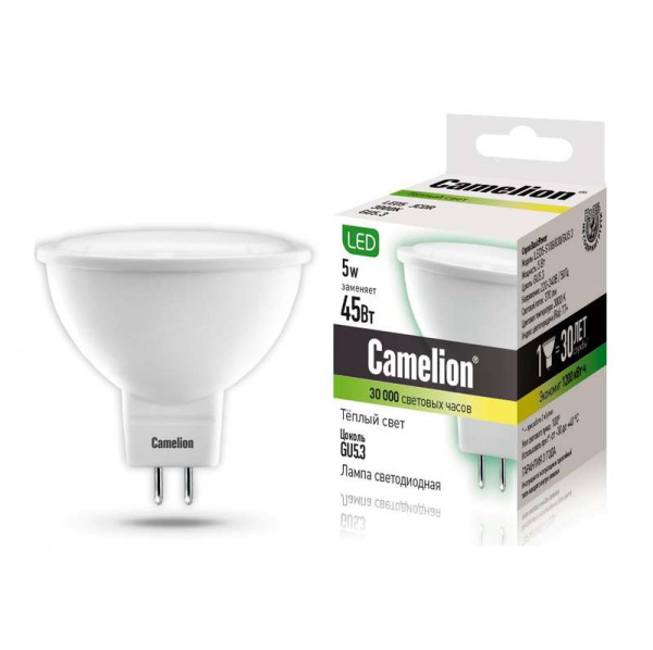 купить Лампа светодиодная LED5-S108/830/GU5.3 5Вт 3000К тепл. бел. GU5.3 370лм 220-240В Camelion 12041