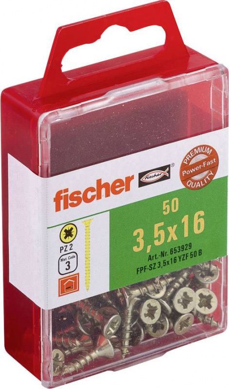 купить Fischer  653929 Senkkopfschrauben 3.5 mm 16 mm Kre