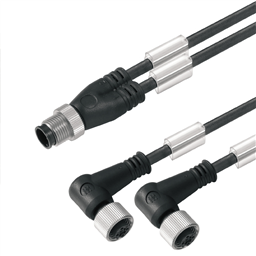 купить 1005270300 Weidmueller Sensor-actuator adaptor cable (assembled) / Sensor-actuator adaptor cable (assembled), Connecting line, M12 / M12, 3, 3 m, Twin cabling, pin, straight, 2x socket, angled, Black