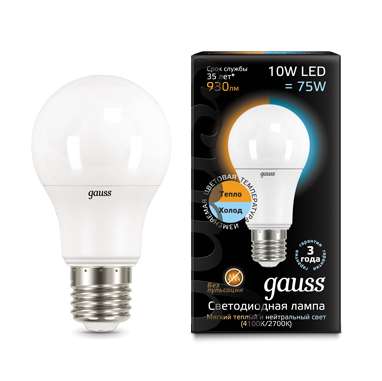 купить Лампа светодиодная LED A60 E27 10Вт 2700К/4100К CTC Gauss 102502110-T