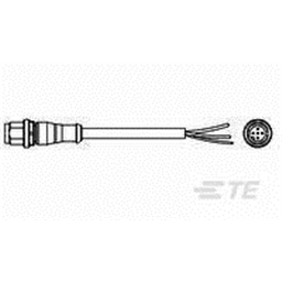 купить 1-2273042-3 TE Connectivity M12 Cable Assembly Single-Ended Male Straight / 5000 mm PVC Cable, 3 wire / Shielded