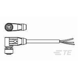 купить 1-2273099-3 TE Connectivity M12 Cable Assembly Single-Ended Female Right Angle / 5000 mm PVC Cable, 4 wire / Shielded
