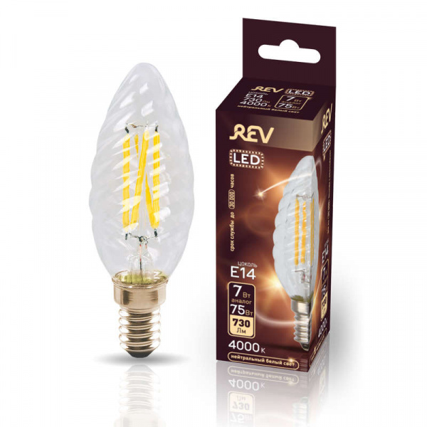 купить Лампа светодиодная FILAMENT свеча витая TC37 E14 7Вт 4000К DECO Premium холодный свет REV 32493 5