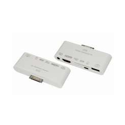 купить Адаптер AV 6 в 1 для iPhone 4/4S на HDMI USB microSD SD 3.5мм microUSB Rexant 40-0103