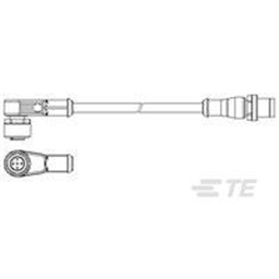 купить 2-2273127-4 TE Connectivity M12 to M12 Cable Assembly Double-Ended Female Right Angle To Straight Male / 1500 mm PUR,PVC Cable, 5 wire / Unshielded
