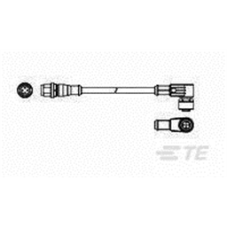 купить 1-2273117-2 TE Connectivity M12 to M12 Cable Assembly Double-Ended Male Straight To Right Angle Female / 600 mm PVC Cable, 4 wire / Unshielded