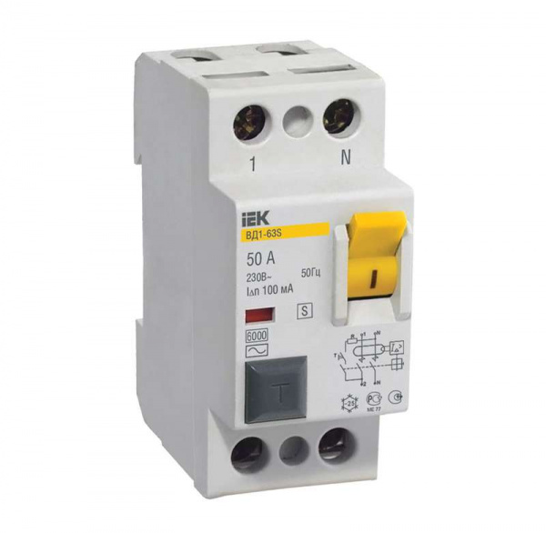 купить Выключатель дифференциального тока (УЗО) 2п 32А 100мА тип ACS ВД1-63 ИЭК MDV12-2-032-100