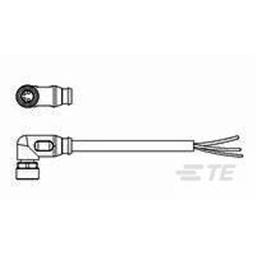 купить 2273011-3 TE Connectivity M8 Cable Assembly Single-Ended Female Right Angle / 5000 mm PUR Cable, 4 wire / Unshielded