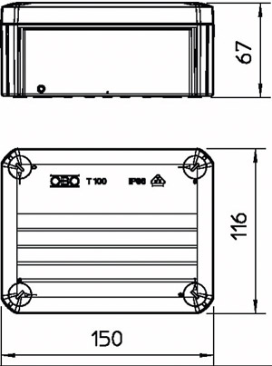 купить Коробка распределительная 150х116х67 закрытая IP66 T 100 сер. OE OBO 2007255