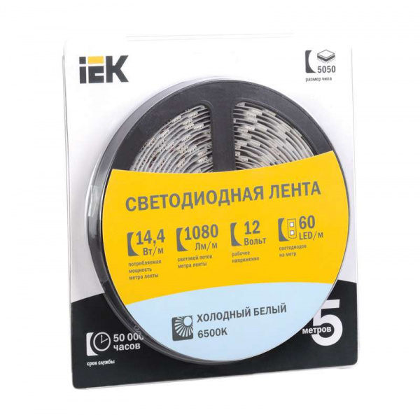 купить Лента светодиодная LED LSR-5050W60-14.4-IP20-12V 14.4Вт/м бел. (уп.5м) ИЭК LSR2-2-060-20-1-05