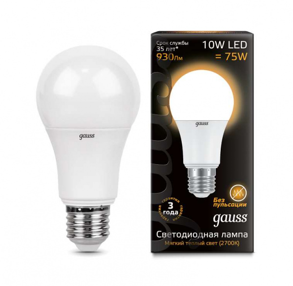 купить Лампа светодиодная LED A60 10Вт E27 3000К Gauss 102502110