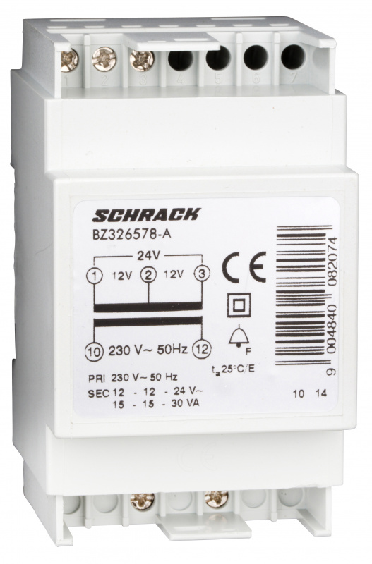 купить BZ326578A Schrack Technik RE-Klingeltrafo 230VAC primär, 12/12/24VAC sekundär, 30VA