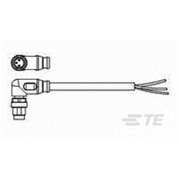 купить 1-2273008-1 TE Connectivity M8 Cable Assembly Single-Ended Male Right Angle / 1500 mm PVC Cable, 3 wire / Unshielded