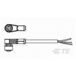 купить 2273012-2 TE Connectivity M8 Cable Assembly Single-Ended Female Right Angle / 3000 mm PUR Cable, 4 wire / Unshielded