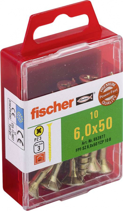 купить Fischer  653977 Senkkopfschrauben 6 mm 50 mm Kreuz