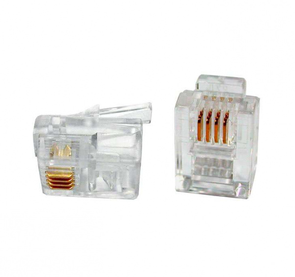 купить Разъем PLUG-6P4C-P-C2-100 телеф. RJ12 (6P4C) (3/3микродюйма) Hyperline 49379