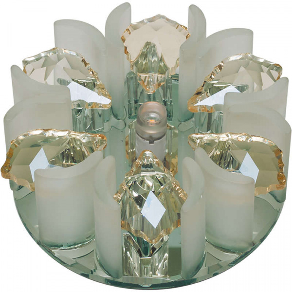 купить Светильник декоративный встраиваемый DLS-F120 G4 GLASSY/CLEAR+CHAMPAGNE "Fiore" без лампы цоколь G4 основание стекло цвет зеркальный отделка кристалл цвет прозрачный с элементами цвета шампань Fametto 10638