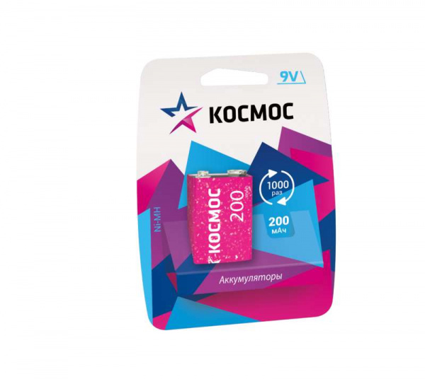 купить Аккумулятор 6F22 200мА.ч 1BL (блист.1шт) Космос KOCNI-MH6F22(200mAh)