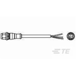 купить 2273028-1 TE Connectivity M12 Cable Assembly Single-Ended Male Straight / 1500 mm PUR Cable, 4 wire / Unshielded