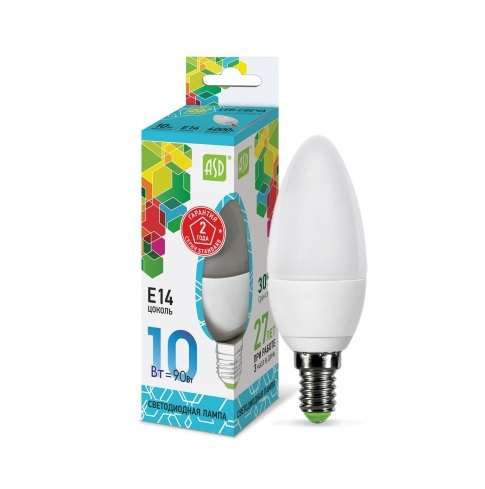 купить Лампа светодиодная LED-свеча-standard 10Вт 230В E14 4000К 900Лм ASD 4690612015576