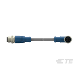 купить T4162124004-001 TE Connectivity M12 to M12 Cable Assembly Double-Ended Straight Male To Right Angle Female / 500 mm PUR Cable, 4 wire / Shielded