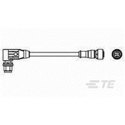 купить 1-2273121-3 TE Connectivity M12 to M12 Cable Assembly Double-Ended Male Right Angle To Straight Female / 1000 mm PVC Cable, 4 wire / Unshielded