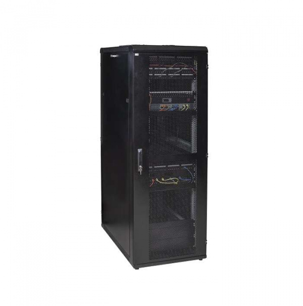 купить Шкаф серверный 19дюйм 42U 800х1000мм перф. передняя и задняя двери черн. (передняя дверь и часть рамы) ITK LS05-42U81-PP-1