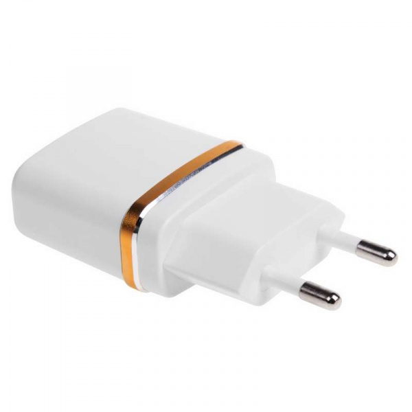 купить Устройство зарядное сетевое USB (СЗУ) (5В 2100мА) бел. с зол. полоской Rexant 18-2222