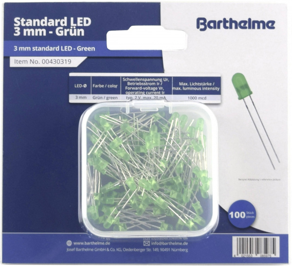 купить Barthelme  LED-Sortiment  Gruen Rund 3 mm 100 mcd 3