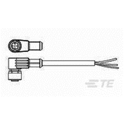 купить 1-2273083-4 TE Connectivity M12 Cable Assembly Single-Ended Female Right Angle / 10000 mm PVC Cable, 4 wire / Unshielded