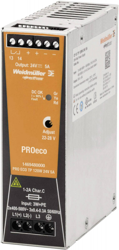 купить Weidmueller PRO ECO 120W 24V 5A Hutschienen-Netztei