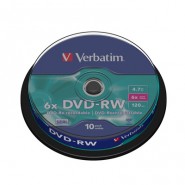 купить Носители информации Verbatim DVD-RW 4,7Gb 4х СB/10 43552