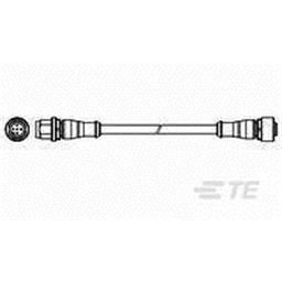 купить 1-2273112-4 TE Connectivity M12 to M12 Cable Assembly Double-Ended Male Straight To Straight Female / 1500 mm PVC Cable, 3 wire / Unshielded